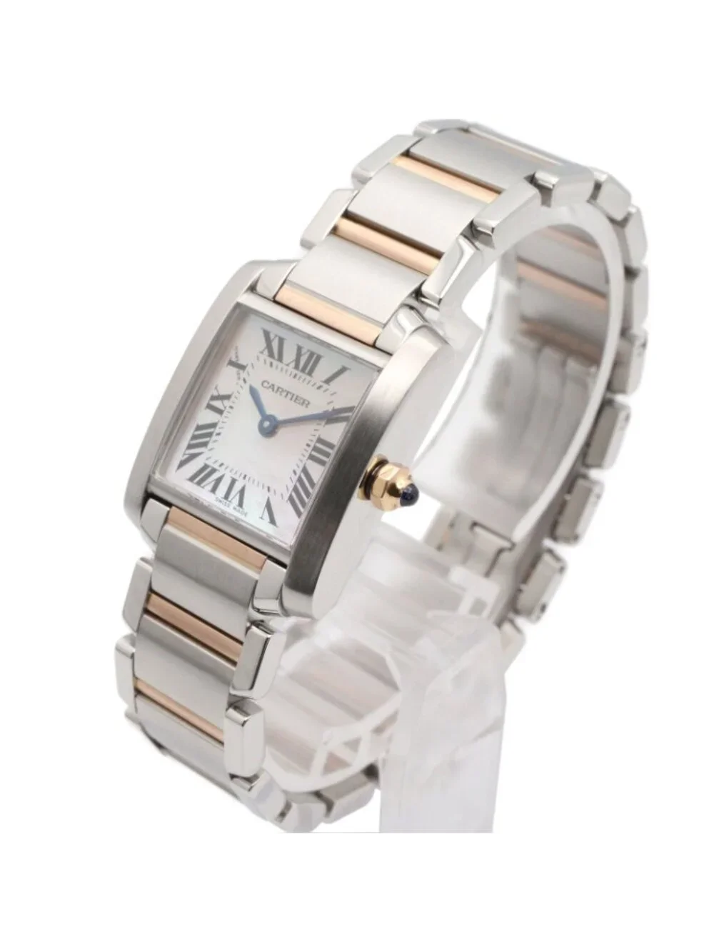 Cartier Watch Tank Francaise SM Pink Shell 18k Gold Stainless Steel